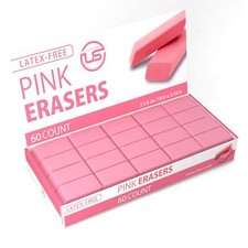 Pink Erasers, Erasers for Kids, Rubber Eraser, 60 Count, Erasers Bulk for Sch...