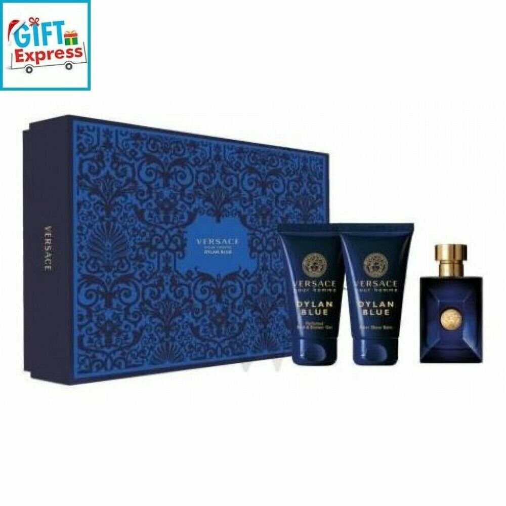 Versace Dylan Blue For Men 3 PCS Gift Set(1.7 oz EDT+1.7 oz ASB+1.7 oz Showr GeL