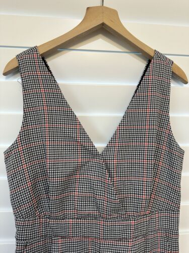 Dotti Houndstooth Check Grey Black Red Wide Peg Jumpsuit M 12 - Picture 2 of 6