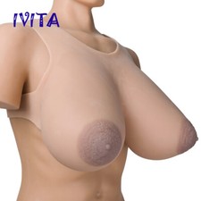 IVITA 15XL Silicone Breast Forms Big Nipple Transgender Fake Boobs Enhancer