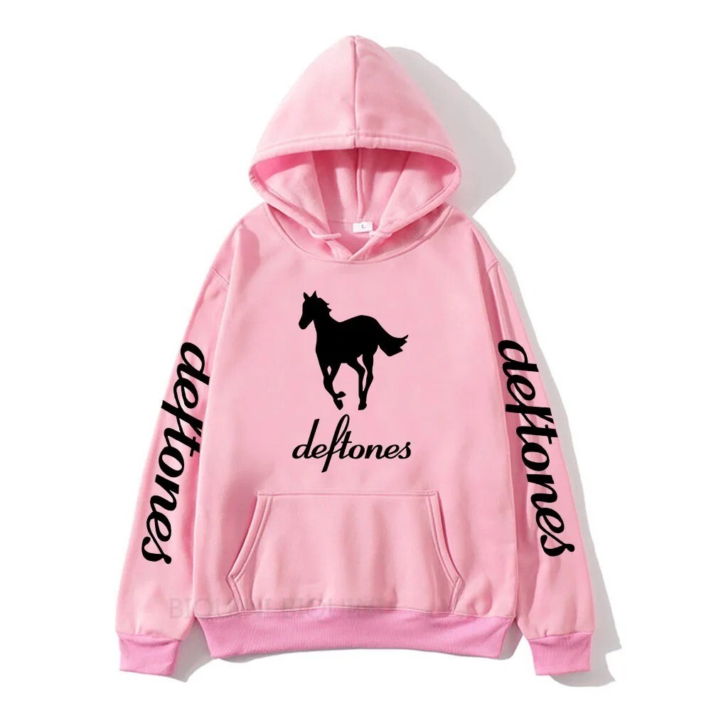 Rare Deftones Album Horse White Pony Pink Hoodie M-2XL Rap Metal Band