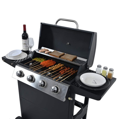 Propane Gas Grill 4 Burner Barbecue Grill, Stainless Steel 34,000 BTU Patio - Picture 14 of 24