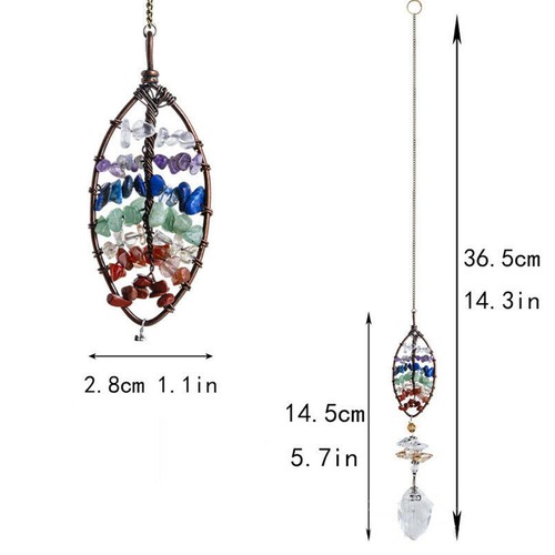 Hanging Crystal Suncatcher Life Tree Stone Beads Prism Pendant Window Decor - Picture 15 of 16