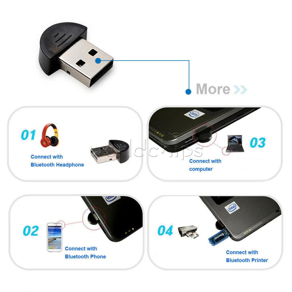 Mini USB Bluetooth Adapter Wireless Dongle For Windows XP, Win 7 Laptop PC Vista - Image 4 of 4