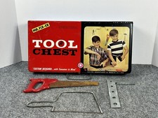 Mr. Fix er Fixer vintage toy metal tool chest box Handsaw saw straight edge R S