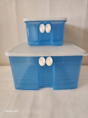 2 Vintage Tupperware Fridge Smart Vented Square Containers 4350A-2 And 3993A-2