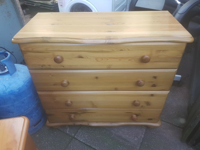 Chest Of Drawers 4 Drawer Solid Pine Bedroom Furniture Bun Feet