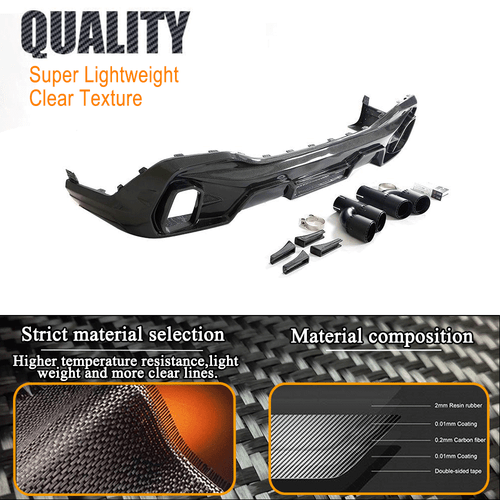 Difusor trasero de carbono alerón trasero con embellecedores de escape para paquete BMW X6 G06 M - Imagen 6 de 13