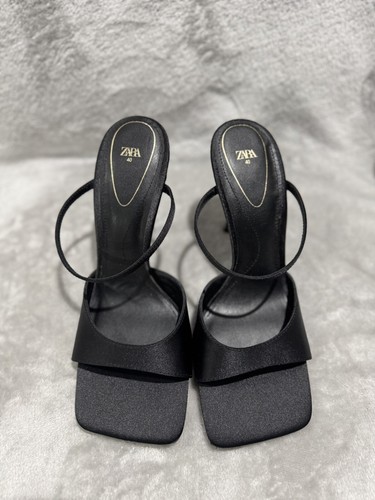 New W/O Box Zara Sandals Square Toe Heeled Strap Shoes Size 40 (9US) - Picture 3 of 17