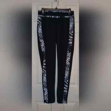 Fabletics Women's Athleisure Lightweight Track Pants - Black/White - Size SMALL