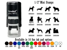 Dog Breed Silhouettes S-Y 1/2" Self-Inking Rubber Stamp Ink Stamper