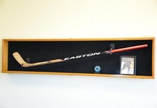 Hockey Stick Display Case Puck Oak Wood Holder Cabinet Wall Frame Shadow Box