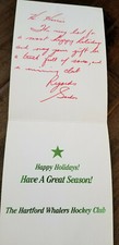 1985 GORDIE HOWE SIGNED AUTO CHRISTMAS CARD WITH INSCRIPTION WHALERS RED WINGS 
