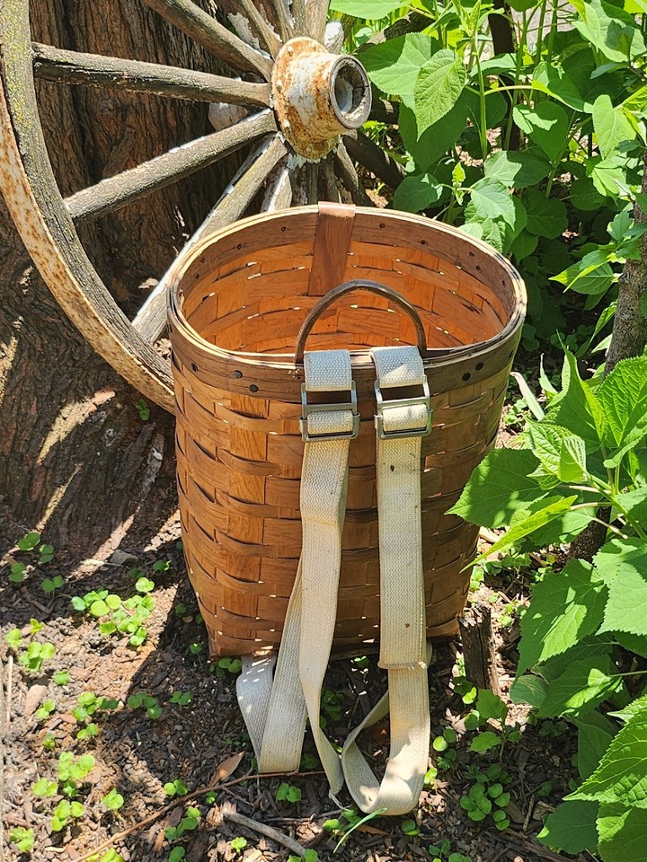 RARE Antique AMERICAN Adirondack Gathering Trapper Woven Basket ...