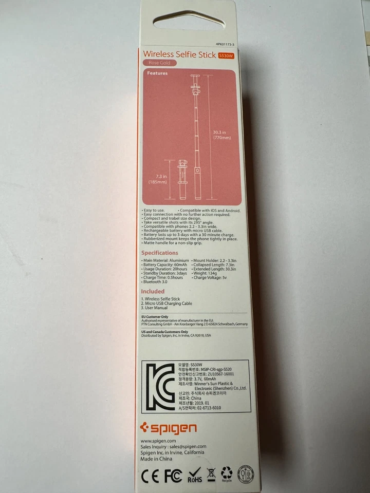 Spigen S530w Wireless Selfie Stick 77cm pink rosa iOS Android - Bild 2 von 3