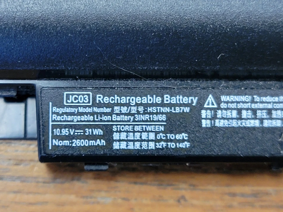 Batería HP JC03 HSTNN-LB7W 10,95 V 31 Wh 2600 mAh probada #7568 Foto 4 de 4