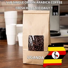 1 LB UGANDA BUGISU SAMPLE ROASTED COFFEE WHOLE BEAN, GROUND -  ARABICA ORGANIC 