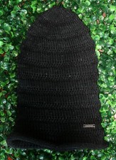 CHARM Slouchy Crochet Sweater Knit Beanie Hat Unisex OS Slouch Skull Cap Black