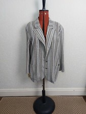 vintage Jaeger jacket. Bust 35 In, 80s oversized striped linen/cotton Longline