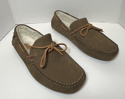 Rockport Rhyder Tie Lined Driving Moc Slippers Brown Men's Size
