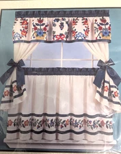 Vtg Tailored Tier Curtain Folk Art Style 60 W x 36 L" New Multiples available