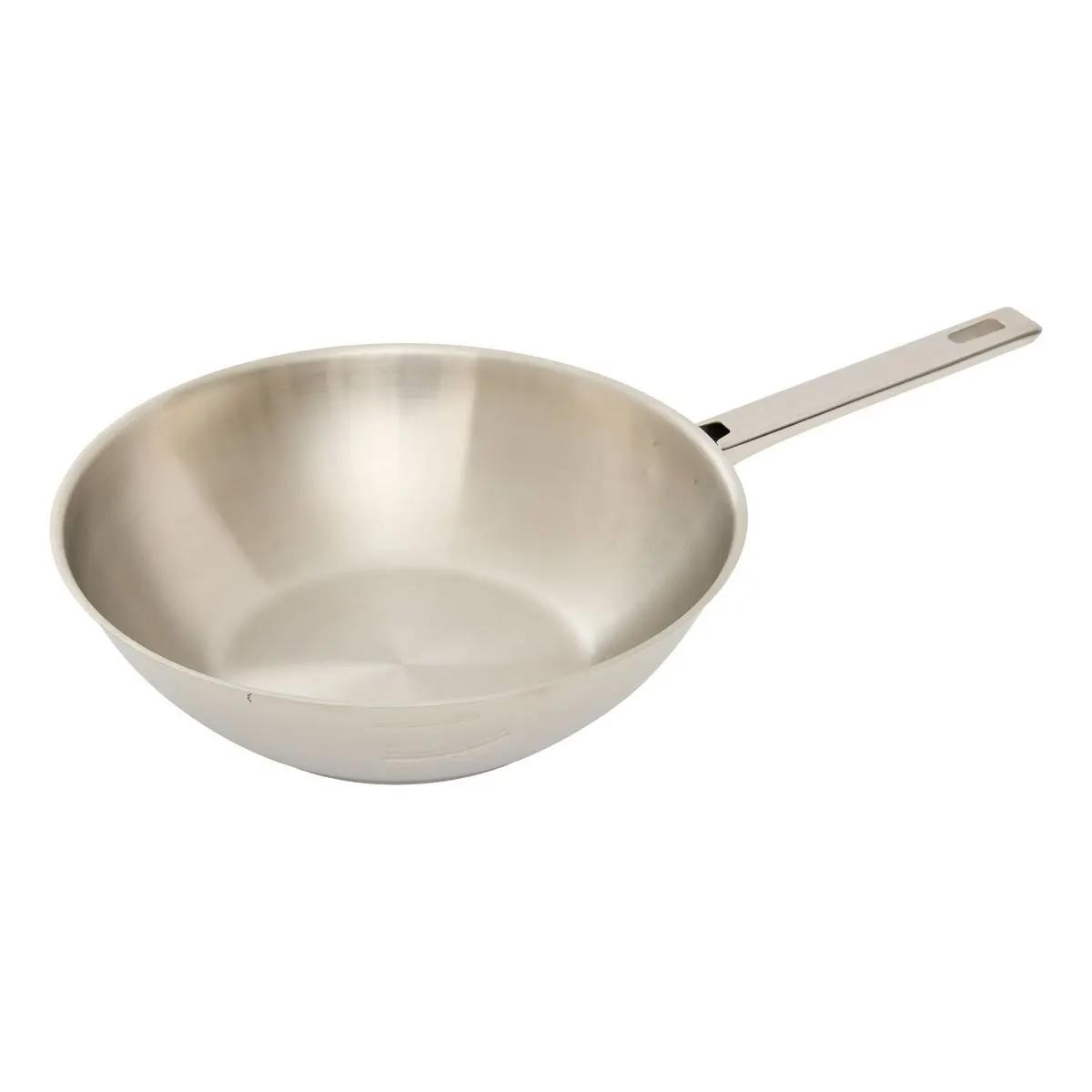 Wok en inox 28cm Brillance argenté pour une cuisson saine au quotidien