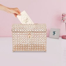 Golden Wedding Card Box For Gift Card Anniversary Money Card Box With Heart Lock