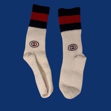 GUCCI Designer WEB GG 100% WOOL Rib Mid-Calf Men's Socks White Blue Red