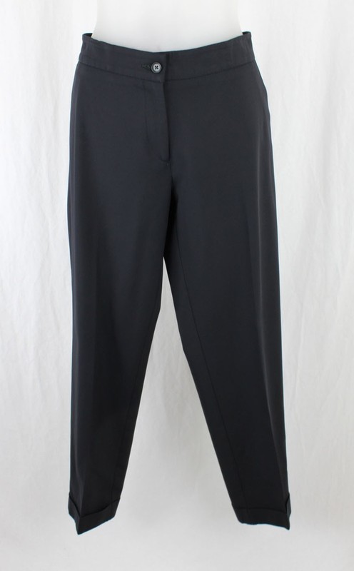 Etro Women's Black Cotton Blend Mid Rise Cuffed Pants Size 44 US 10