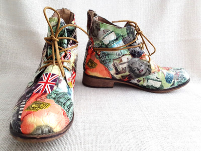 bunte Boots Gr. 41 Marilyn Monroe,Pisa, Golden Gate, US-Fahne, Stamp,STREET SHOE