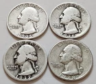 (4) 1935 - 1938 Washington Quarters 25c 90% Silver (X15)