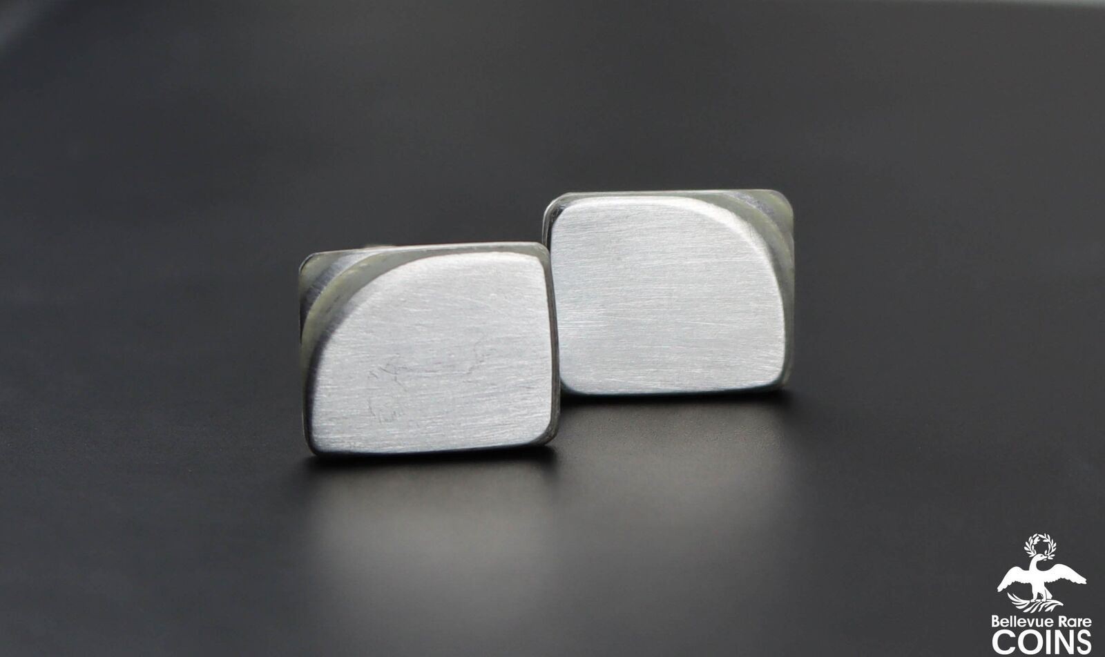 Modern Sterling Silver Rectangular Cuff Links w/L… - image 1