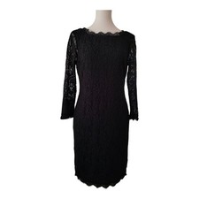 ADRIANNA PAPELL Lace Overlay Sheath Dress In Black Womens 10