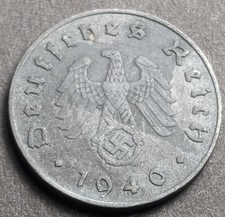 1940 J 10 Reichspfennig Third Reich Nazi Coin