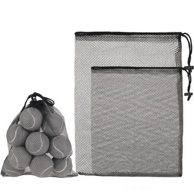 Thinp 2 Pcs Golf Ball Mesh Bag With Drawstring - Nylon for Medium, Black 