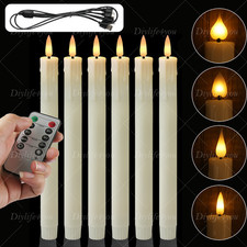 6PCS Flickering Rechargeable LED Candles Taper Candles w/ Timer Remote Control