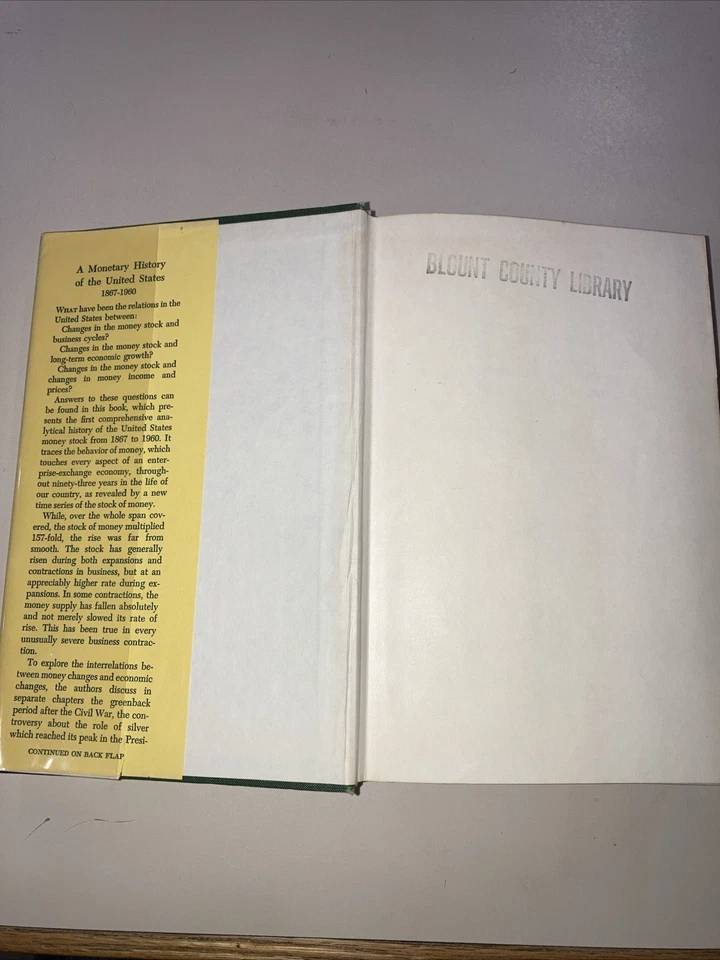 Monetary History of the United States 1867-1960 HC DJ Friedman & Schwartz 1971 - Image 3 of 4