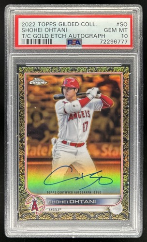 2022 Topps Gilded Shohei Ohtani Chrome Gold Etch Auto Autograph #/30 PSA 10