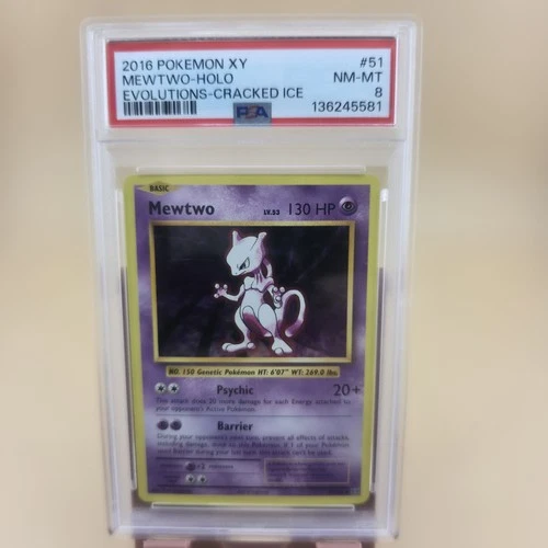 Pokemon XY Evolutions Mewtwo Holo CRACKED ICE! #51 RARE PSA 8 2016