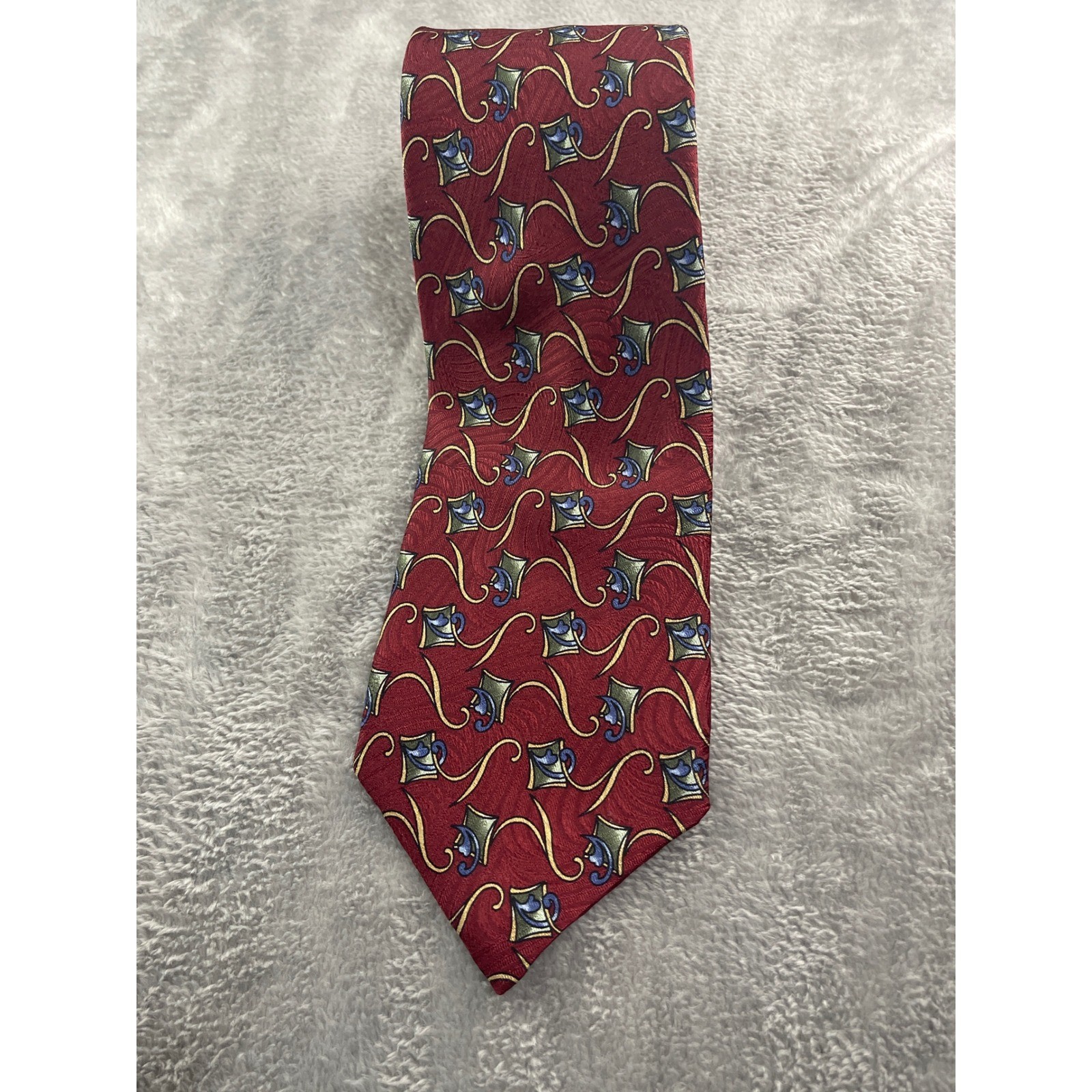 Robert Talbott Studio Extra Long Burgundy Pattern… - image 2