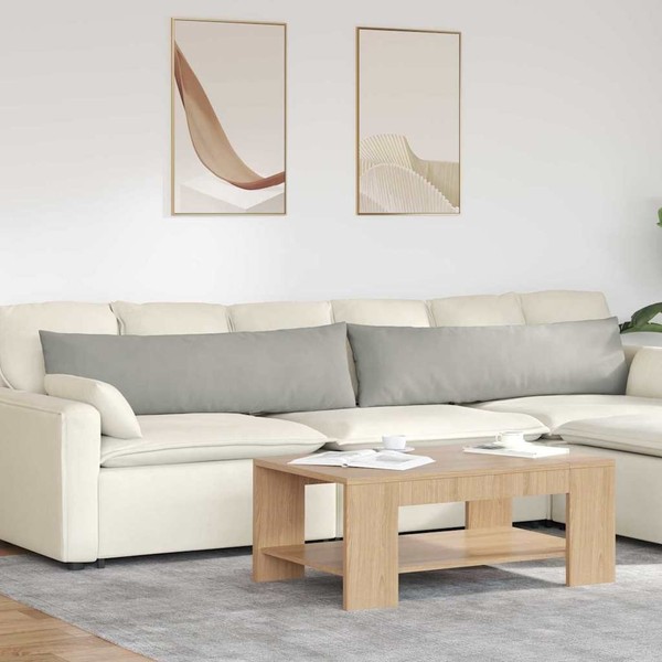 Sofa Kissen 2 Pcs Hellgrau 145 X 40 Cm Stoff-image