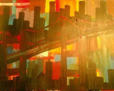 abstract paintings on canvas Brooklyn bridge 40by30 canvas acrylic