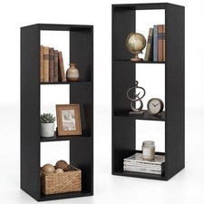 3-Cube Open Back Bookcase 2 PCS w/ Anti-tip Kit Modern Style Organizer