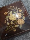 Vintage Reuge Swiss Music Box Inlaid floral wood jewelry case wood Edelweiss — photo 2