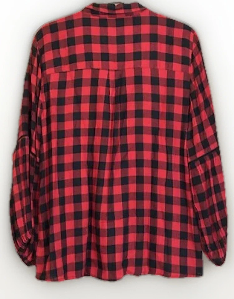 Camisa a Cuadros Vintage America Top Mujer L Hinchada L/S Plisada Pecho Calzoncillos Abotonados Foto 3 de 4