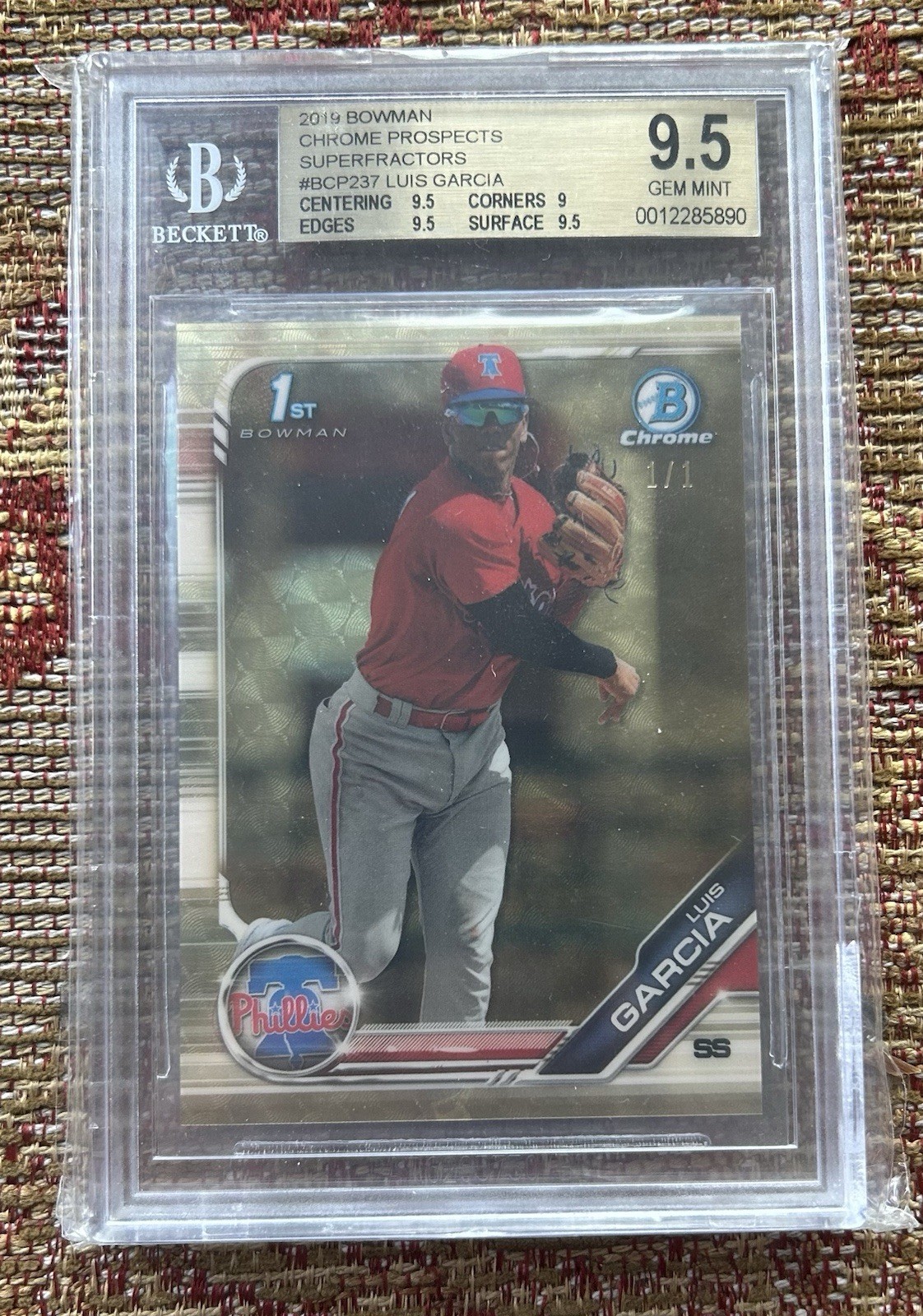 2019 Bowman Chrome Luis Garcia Superfractor 1/1 1st BGS 9.5 GEM MINT #BCP237 view 1