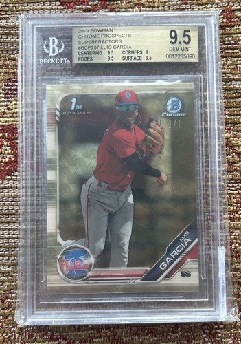 2019 Bowman Chrome Luis Garcia Superfractor 1/1 1st BGS 9.5 GEM MINT #BCP237