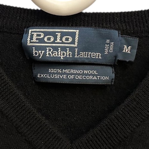 Polo Ralph Lauren Sweater Medium Boys 100% Merino Wool Black V-Neck Pullover - Picture 5 of 9