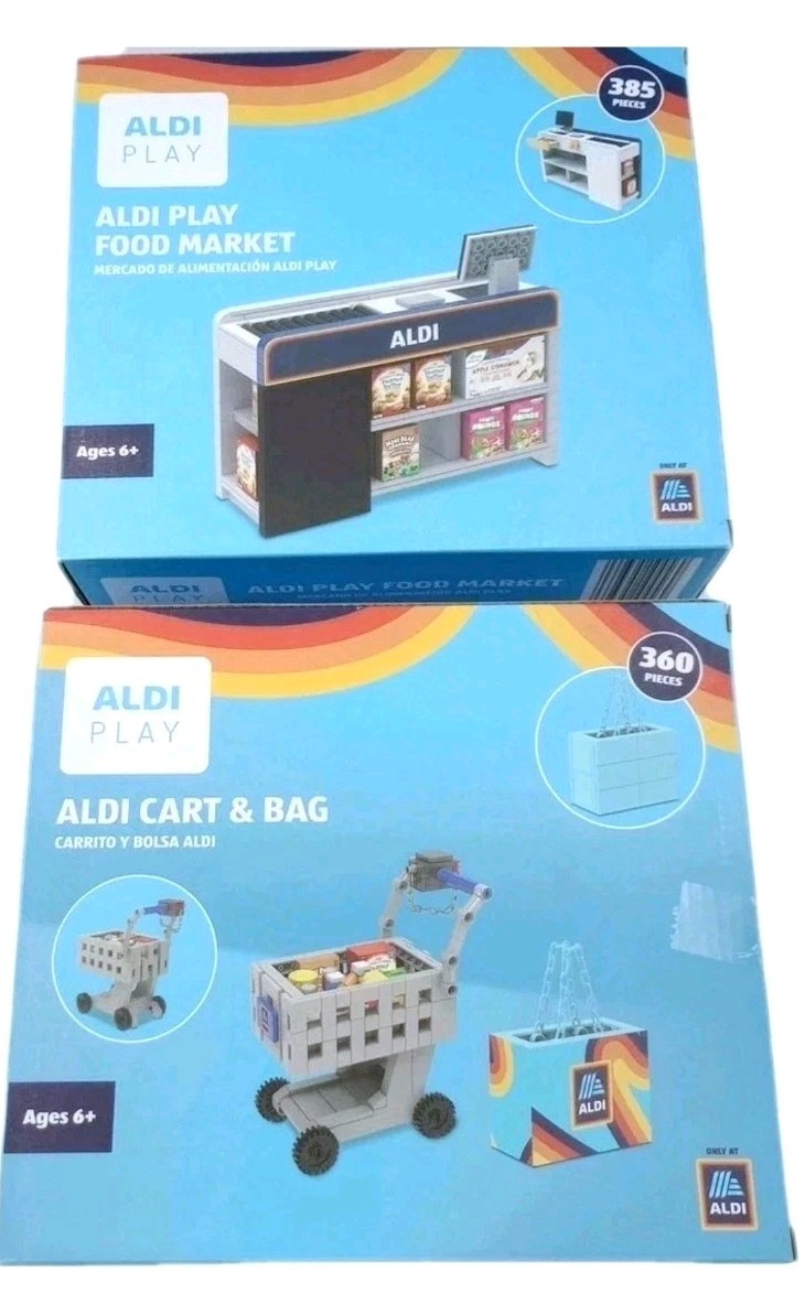 ALDI PLAY Food Market & ALDI Cart & Bag Building Bricks SET NEW SEALED