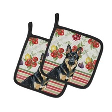 Caroline's Treasures Black and Tan German Shepherd Vegetables Pair of Potholders